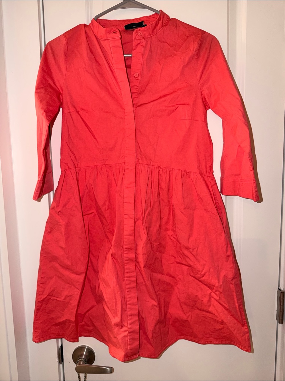 Tuckernuck Coral Poplin Button-Front Mini Dress